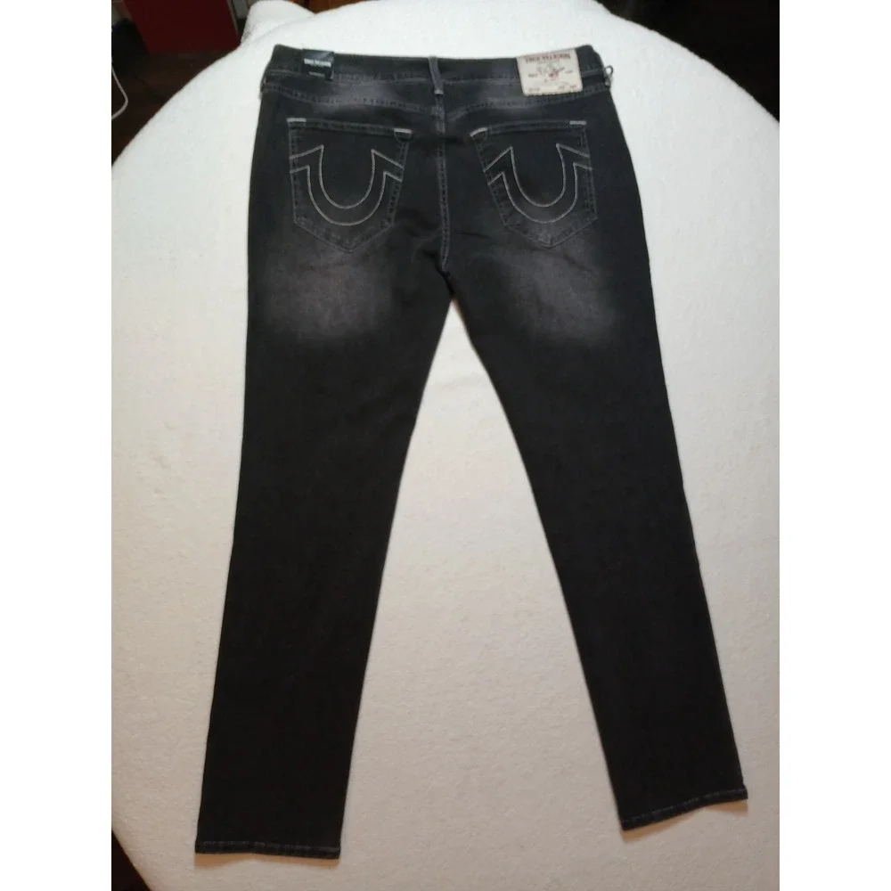 NWT True Religion Rocco Relaxed Skinny Jeans Men's 36x32 Grey Gloomy Wash